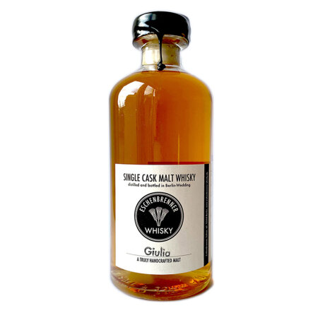 Detailaufnahme Etikett Eschenbrenner Single Cask Malt Whisky Giulia 0,5l