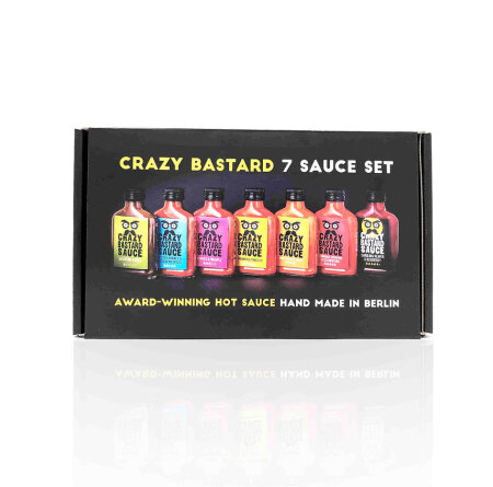 7 Saucen Set Hot Sauce Auswahl der Berliner Manufaktur Crazy Bastard